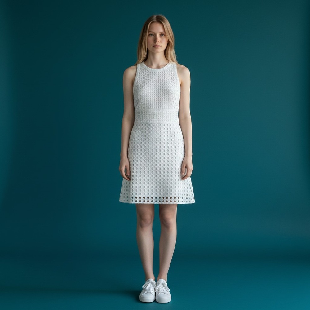 Banana Republic Womens Sz 0 White Eyelet Lace Sheath Dress NWT